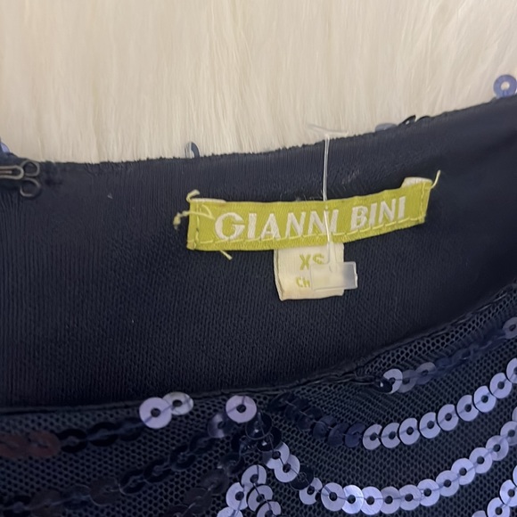 Gianni Bini Long Sleeve Blue Sequin Mini Dress - Picture 3 of 4